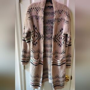 MM by My Michelle Long Cardigan Sweater w/Vibrant Geometric Pattern - Sz Medium